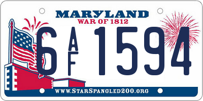 MD license plate 6AF1594