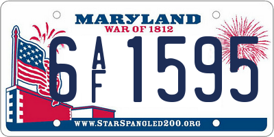 MD license plate 6AF1595