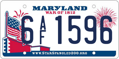 MD license plate 6AF1596