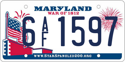 MD license plate 6AF1597