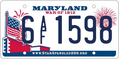 MD license plate 6AF1598