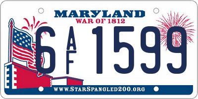 MD license plate 6AF1599