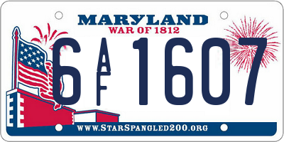 MD license plate 6AF1607