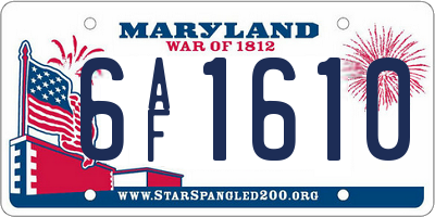 MD license plate 6AF1610