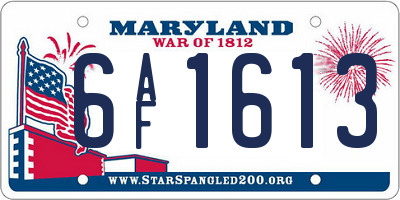 MD license plate 6AF1613