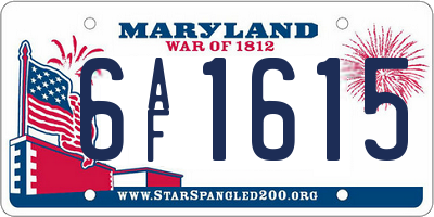 MD license plate 6AF1615