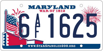 MD license plate 6AF1625