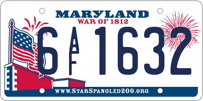 MD license plate 6AF1632