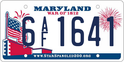 MD license plate 6AF1641