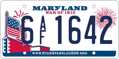MD license plate 6AF1642