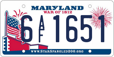 MD license plate 6AF1651