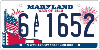 MD license plate 6AF1652