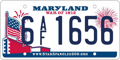 MD license plate 6AF1656