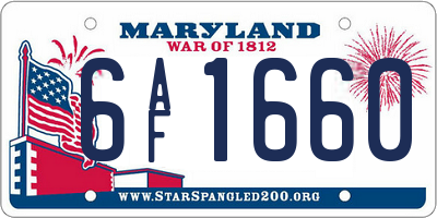 MD license plate 6AF1660
