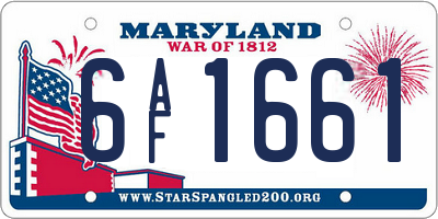 MD license plate 6AF1661