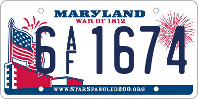 MD license plate 6AF1674