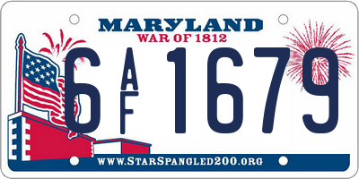 MD license plate 6AF1679