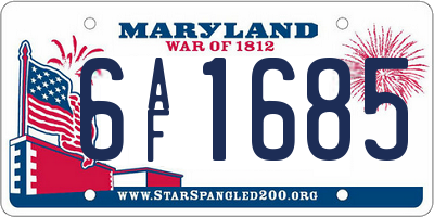 MD license plate 6AF1685