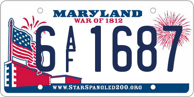 MD license plate 6AF1687