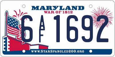MD license plate 6AF1692