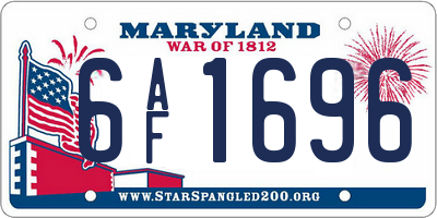 MD license plate 6AF1696