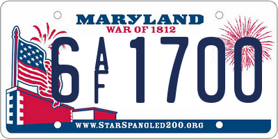 MD license plate 6AF1700
