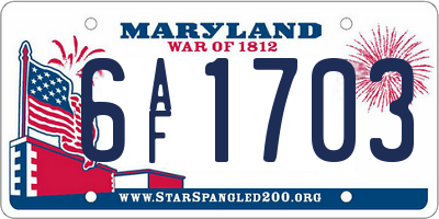 MD license plate 6AF1703