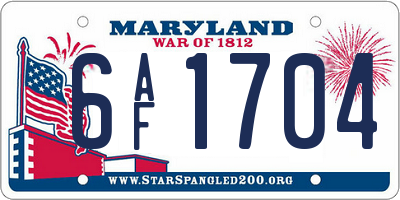 MD license plate 6AF1704