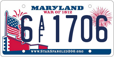 MD license plate 6AF1706