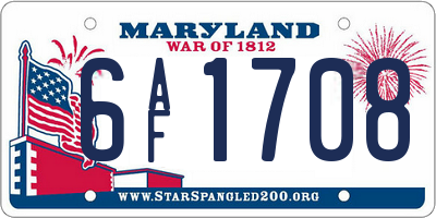 MD license plate 6AF1708