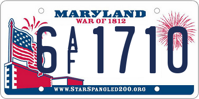 MD license plate 6AF1710