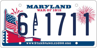 MD license plate 6AF1711