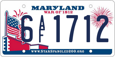MD license plate 6AF1712