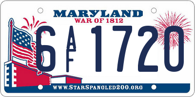 MD license plate 6AF1720