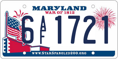 MD license plate 6AF1721