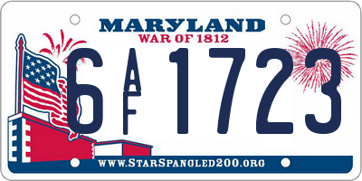 MD license plate 6AF1723