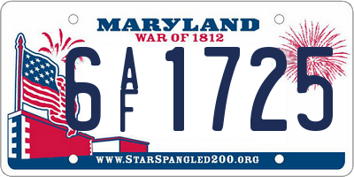 MD license plate 6AF1725