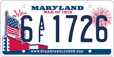 MD license plate 6AF1726