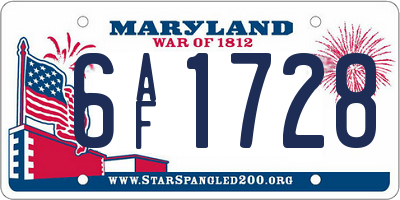 MD license plate 6AF1728