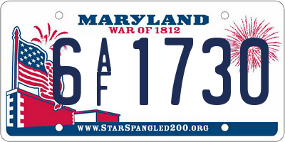 MD license plate 6AF1730