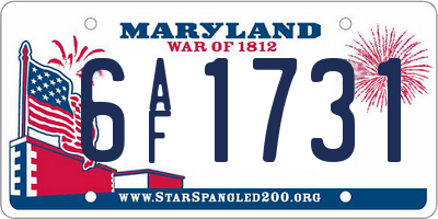 MD license plate 6AF1731