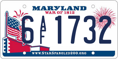 MD license plate 6AF1732