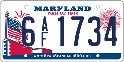 MD license plate 6AF1734