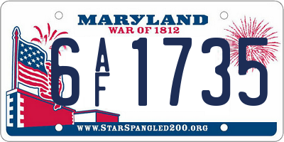 MD license plate 6AF1735