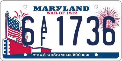 MD license plate 6AF1736