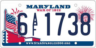 MD license plate 6AF1738