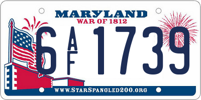 MD license plate 6AF1739