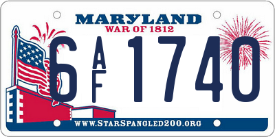 MD license plate 6AF1740