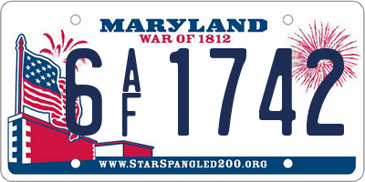 MD license plate 6AF1742