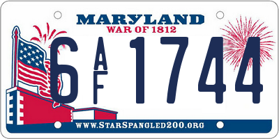 MD license plate 6AF1744